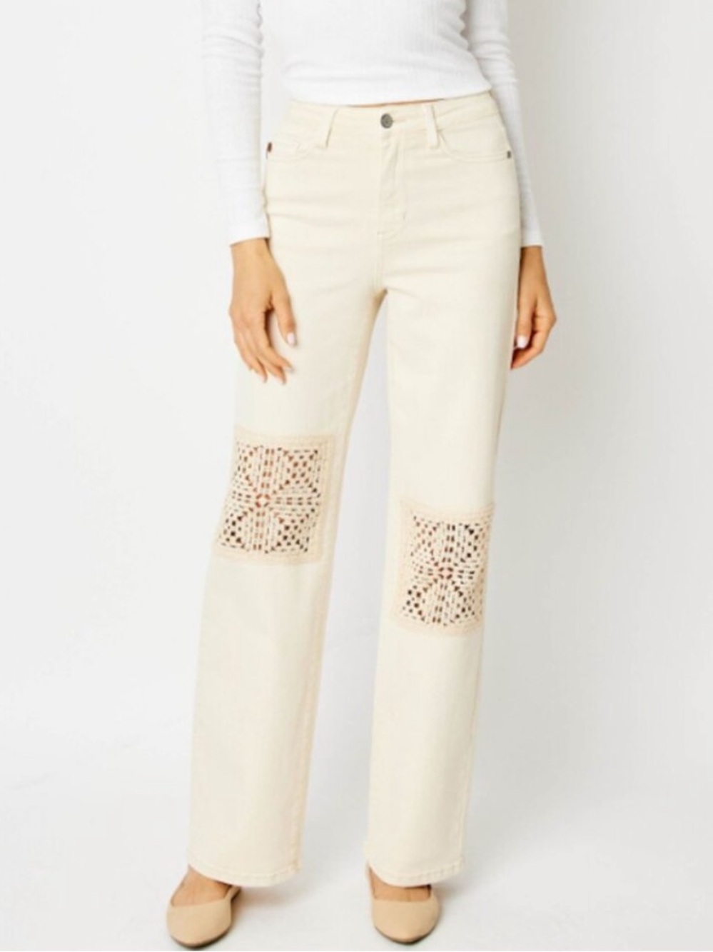 Judy Blue Garment Dyed Crochet Patch Jeans Size 13/31